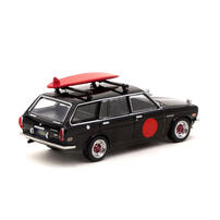 Tarmac Works 1/64 Datsun Bluebird 510 Wagon Black Surf Board With Roof Rack Included Mijo Exclusive -